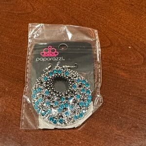 Paparazzi Dazzling Silver and Teal Earrings